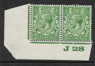 ½d Green Block Cypher Control J28 imperf UNMOUNTED MINT/MNH