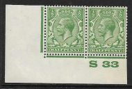 ½d Green Block Cypher Control S33 imperf UNMOUNTED MINT