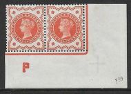 ½d Vermillion control P imperf pair MOUNTED MINT to RH stamp