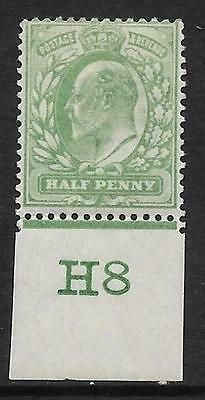 Sg 218 ½d Yellowish-Green Control H8 imperf De La Rue MOUNTED MINT