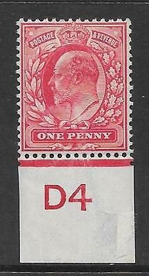 Sg 220 1d Scarlet Control D4 Imperf De La Rue MOUNTED MINT