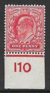 Sg 220 variety 1d Scarlet Control I10 imperf De La Rue MOUNTED MINT