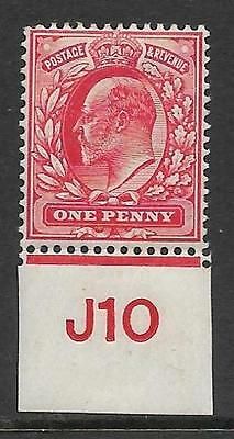 Sg 220 1d Scarlet Control J10 imperf De La Rue V. Lightly MOUNTED MINT
