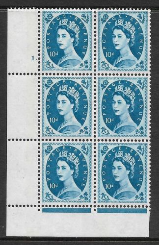 10d Wilding Violet Phos 9.5mm cyl 1 Dot perf type F(L) UNMOUNTED MINT