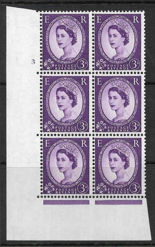 3d Wilding Edward Crown cyl 3 No Dot perf type A(E I) UNMOUNTED MINT