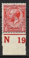 N16(6) 1d Deep Brick Red Royal Cypher Control N19 imperf UNMOUNTED MINT