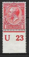 N16(3) 1d Scarlet Royal Cypher Control U 23 perf MOUNTED MINT in margin