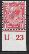N16(1) 1d Bright Scarlet Royal Cypher Control U 23 imperf MOUNTED MINT