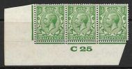½d Green Block Cypher Control C25 imperf strip of 3 UNMOUNTED MINT