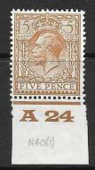 5d Brown Block Cypher Control A24 imperf single MOUNTED MINT