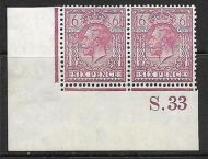 N42(5) 6d Purple Block Cypher Control S Dot 33 imperf UNMOUNTED MINT MM margin