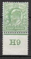 ½d Yellow-Green Control H9 perf with Co-ex rule MOUNTED MINT MM