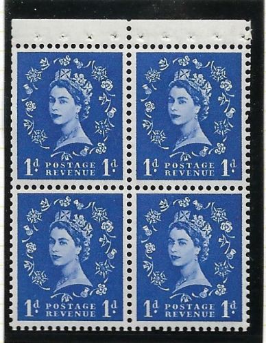 SB21a 1d Wilding Tudor booklet pane perf type P UNMOUNTED MNT