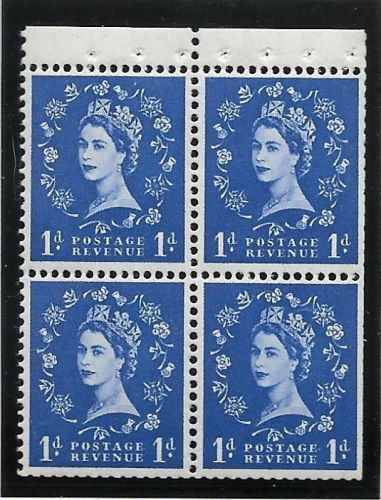 SB21 1d Wilding Tudor booklet pane perf type P UNMOUNTED MNT