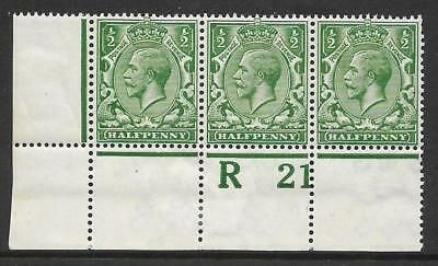 N14(7) ½d Deep Bright Green Control R 21 perf MOUNTED MINT