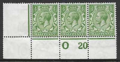 N14(11) ½d Bright Yellow Green Control O 20 Perf MOUNTED MINT