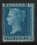 Sg 45 2d Blue plate 9 Lettered D/C MOUNTED MINT