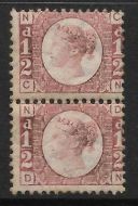 Sg 48 ½d Rose Red Plate 11 Lettered C-N D-N pair MOUNTED MINT