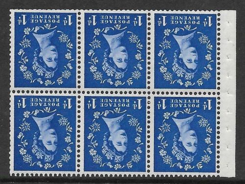 SB20a 1d Wilding Tudor booklet pane perf type I UNMOUNTED MNT MNH