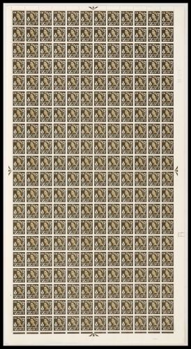 XN8 4d Sepia N.Ireland Regional 1 CB Chalky No Wmk - Full sheet UNMOUNTED MINT