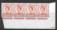 S94a 4½d Wilding Crowns on White with Phantom Frame strip of 4 UNMOUNTED MINT