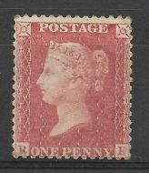 Sg C10 1d Penny Red plate 42 Lettered R-E Lightly MOUNTED MINT