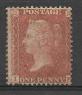 Sg C6 1d Penny Red plate 10 Lettered I-E Lightly MOUNTED MINT