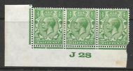 ½d Green Block Cypher Control J28 imperf MOUNTED MINT