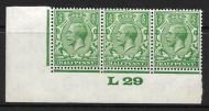 ½d Green Block Cypher Control L29 imperf MOUNTED MINT