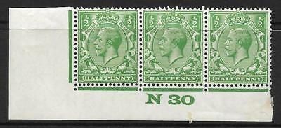 ½d Green Block Cypher Control N30 imperf MOUNTED MINT