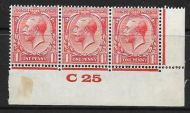 1d Scarlet Block Cypher Control C25 imperf MOUNTED MINT MM