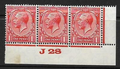 1d Scarlet Block Cypher Control J28 imperf MOUNTED MINT