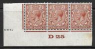 1½d Brown Block Cypher Control D25 imperf MOUNTED MINT MM