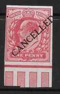 Sg 272t 1d Rose Carmine imperf CANCELLED type 2 UNMOUNTED MINT