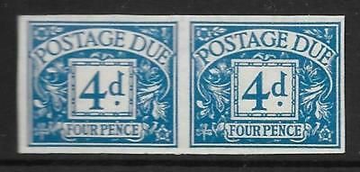 Sg D43a 1954 4d Tudor Crown Postage Due Imperf pair UNMOUNTED MINT MNH