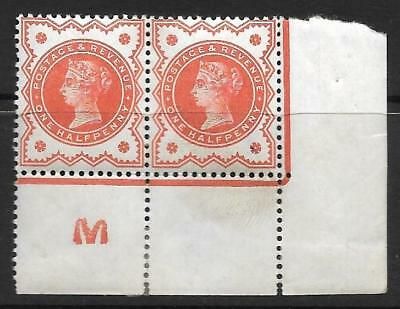 ½d Vermilion Control M perf pair MOUNTED MINT in margin