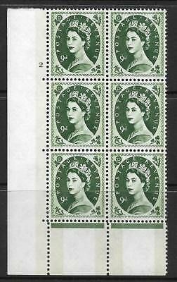 9d Wilding Multi Crown White Cyl 2 No Dot perf A(E I) with perf encroachment MNH