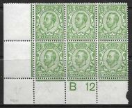 N5(2) ½d Pale Green Block of 6 control B12(w) perf 2A UNMOUNTED MINT MNH