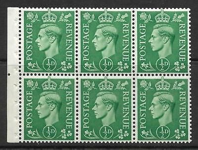 QB4 perf type I (Ie middle) - ½d Pale Green Booklet pane UNMOUNTED MINT