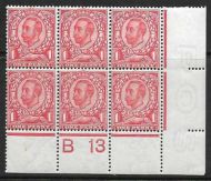 Sg 341 1d Scarlet B 13 Perf 2A control block of 6 UNMOUNTED MINT