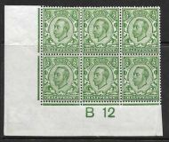 Sg 338 ½d Green Downey Head control B 12 perf 2 UNMOUNTED MNH
