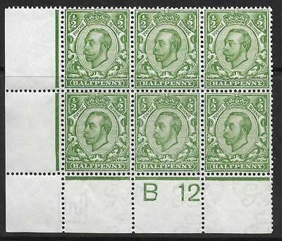 Sg 344 ½d Green Downey Head control B 12(w) perf 2A UNMOUNTED MINT MM 2 stamps