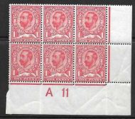 Sg 327 1d Carmine Downey Head Die 1a Control A11(c) perf 2 UNMOUNTED MINT