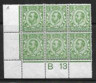 Sg 344 ½d Green Downey Head control B13 perf 2A MOUNTED MINT
