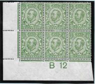 Spec N6b Wmk Reversed ½d Green Downey Head control B12(c) perf 2 MOUNTED MINT