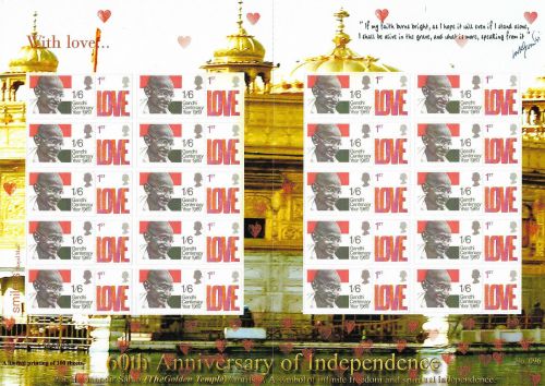 60th Anniversary of Independance Gandhi Themed Smilers Stamp Sheet