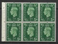 QB1 perf type B4(E) cylinder E18 No Dot - ½d Green Booklet pane UNMOUNTED MINT