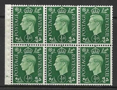 QB1 perf type B4A(I) cylinder E18 Dot - ½d Green Booklet pane UNMOUNTED MINT