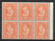 QB30a perf type Ie Mid - 2d Pale Orange Booklet pane wmk inverted UNMOUNTED MINT