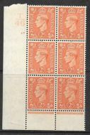 1937 2d Orange T46 47 No Dot perf 6(I P) block 6 UNMOUNTED MINT MNH